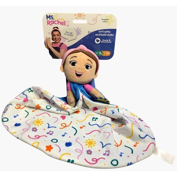 Set of 2 Ms. Rachel Plush Doll & Lovey Blanket Set For Babies & Toddlers Soft - Picture 6 of 7